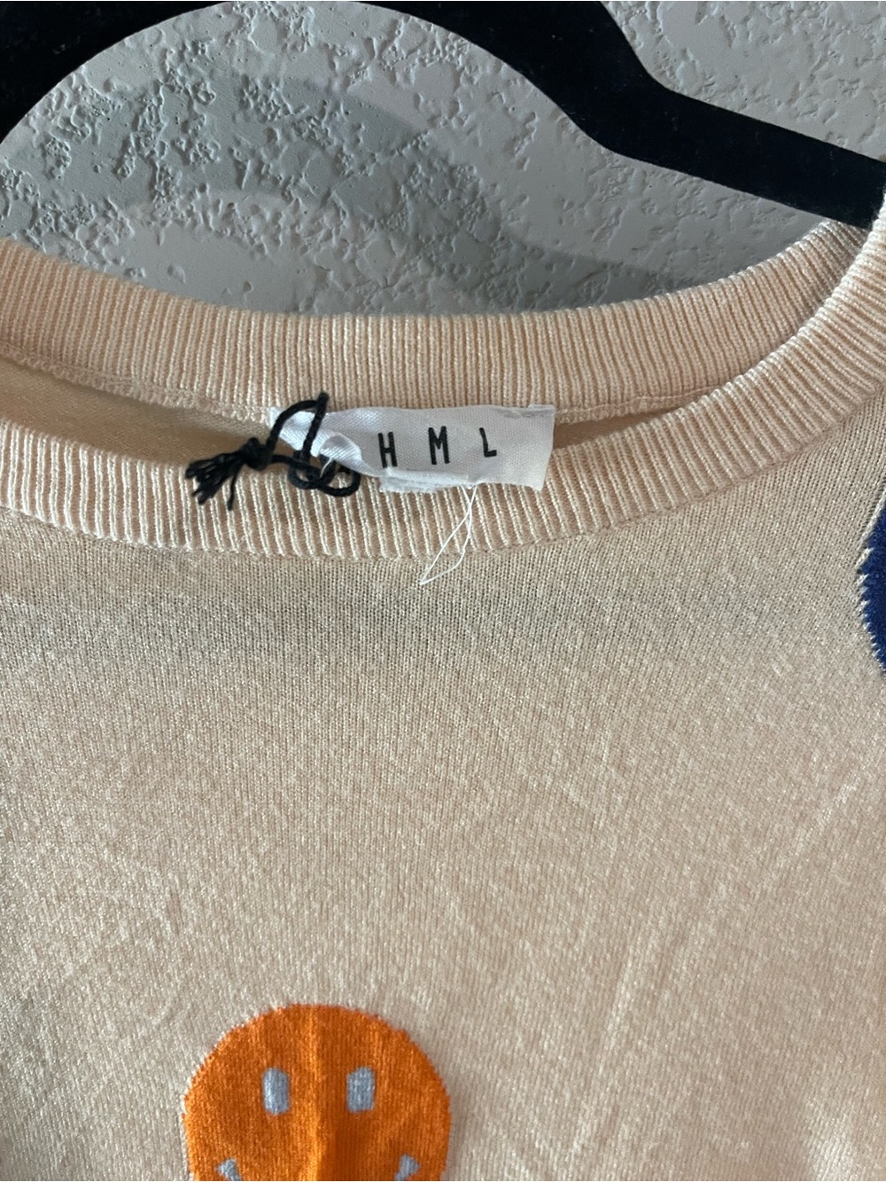 THML Cream Crewneck Sweater with Neon Smiley Motifs - Picture 4 of 4